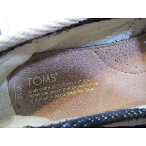 TOMS Classic Alpargata Black & Ivory Striped Canvas Slip-On Shoes Women Sz 10 - Picture 9 of 10